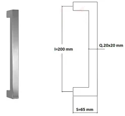 Hardwarexchange Poignée de tirage Carrée 20x20 mm - Entraxe200 mm - INOX 304 satiné- Poignée De Porte Extérieure