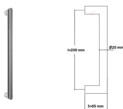 Hardwarexchange Poignée de tirage Diamètre 20 mm - Entraxe200 mm - INOX 304 poli- Poignée De Porte Extérieure