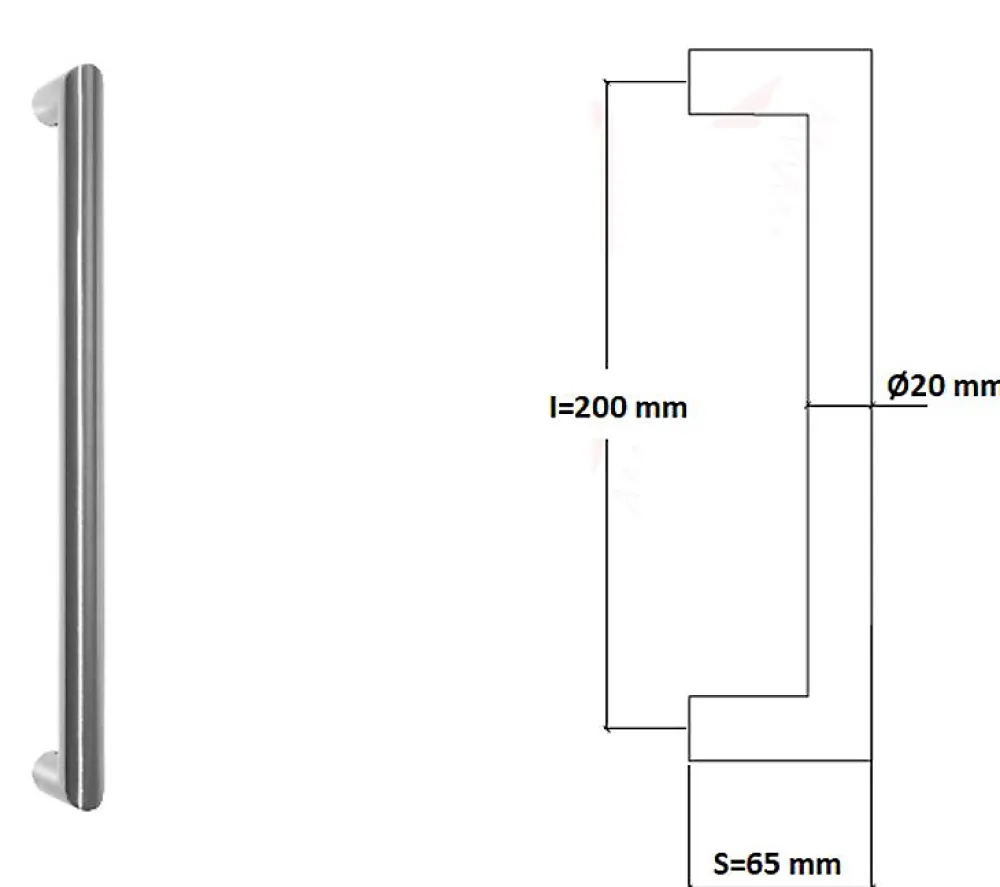Hardwarexchange Poignée De Porte Extérieure<Poignée de tirage Diamètre 20 mm - Entraxe200 mm - INOX 304 satiné