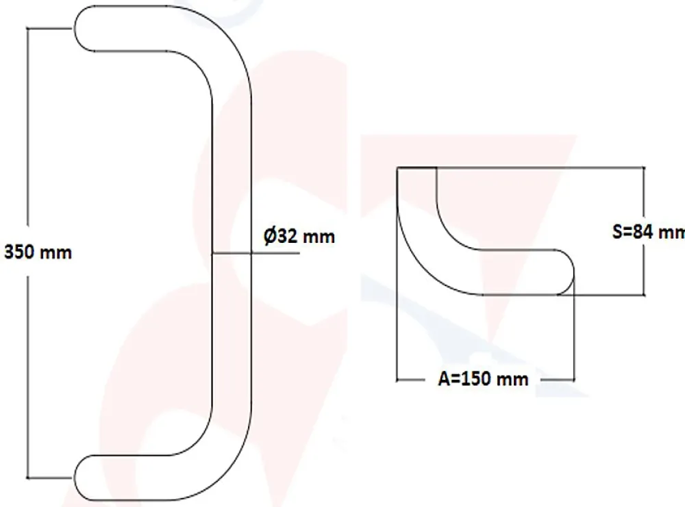 Hardwarexchange Poignée De Porte Extérieure<Poignée de tirage Diamètre 32 mm - Entraxe350 mm - INOX 304 satiné