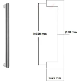 Hardwarexchange Poignée De Porte Extérieure<Poignée de tirage Diamètre 30 mm - Entraxe350 mm - INOX 304 poli