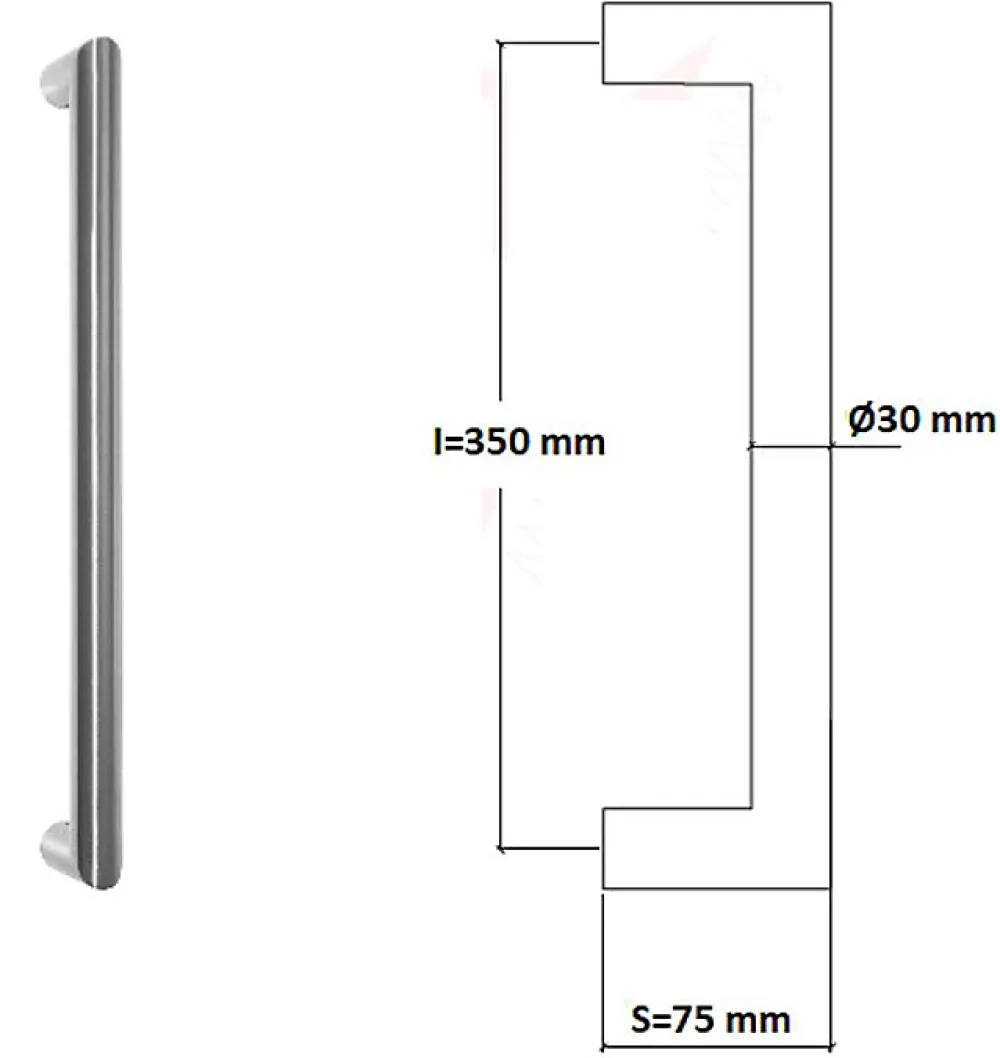 Hardwarexchange Poignée De Porte Extérieure<Poignée de tirage Diamètre 30 mm - Entraxe350 mm - INOX 304 poli