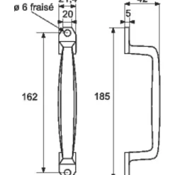 Vachette Poignée De Porte Extérieure<Poignée de tirage droite chromée - 185 mm - Type 466 -