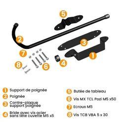 Torbel Poignée et Arrêt, Bloc Boy, Noir, Aluminium, pour Volet Battant, Farbication Française- Volet Battant