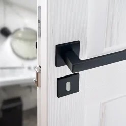 Secury-T Poignée De Porte<Poignées de porte sur rosace noir mat carré - Modèle Nathaly Trou de clé L