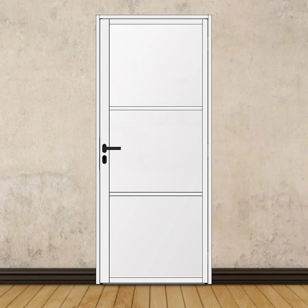 MySystem Porte battante blanche H 2040 x L 830 mm - 3 verres opales horizontaux + béquille noire- Bloc Porte