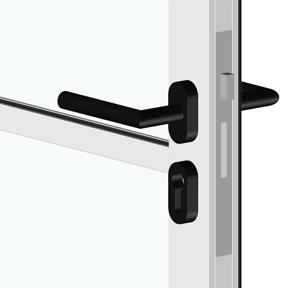 MySystem Porte battante blanche H 2040 x L 830 mm - 3 verres opales horizontaux + béquille noire- Bloc Porte
