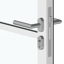 MySystem Porte battante blanche H 2040 x L 930 mm - 3 verres opales horizontaux + béquille inox- Bloc Porte