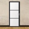 MySystem Porte battante noire H 2040 x L 830 mm - 3 verres opales horizontaux + béquille inox- Bloc Porte