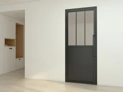 Schulte Bloc Porte<Porte complète Intérieure en verre avec cadre - 93x204 - Noir - Transparent - Atelier - gauche