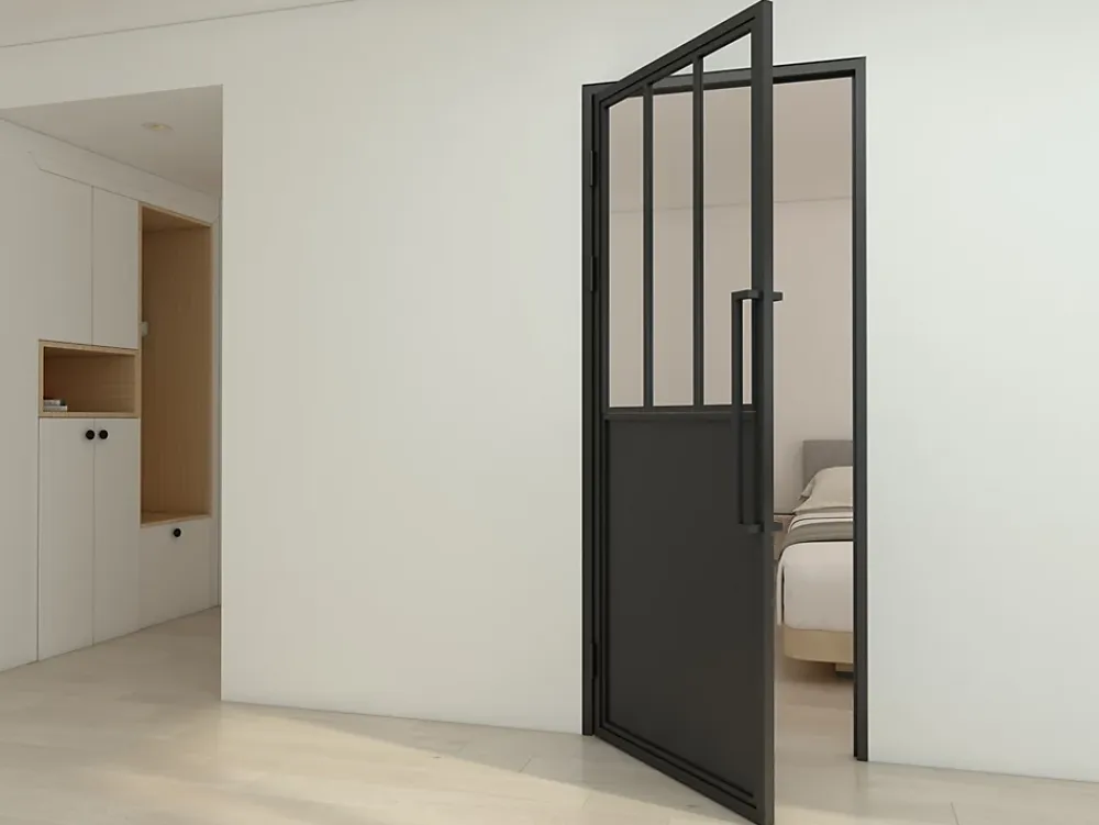 Schulte Bloc Porte<Porte complète Intérieure en verre avec cadre - 93x204 - Noir - Transparent - Atelier - gauche