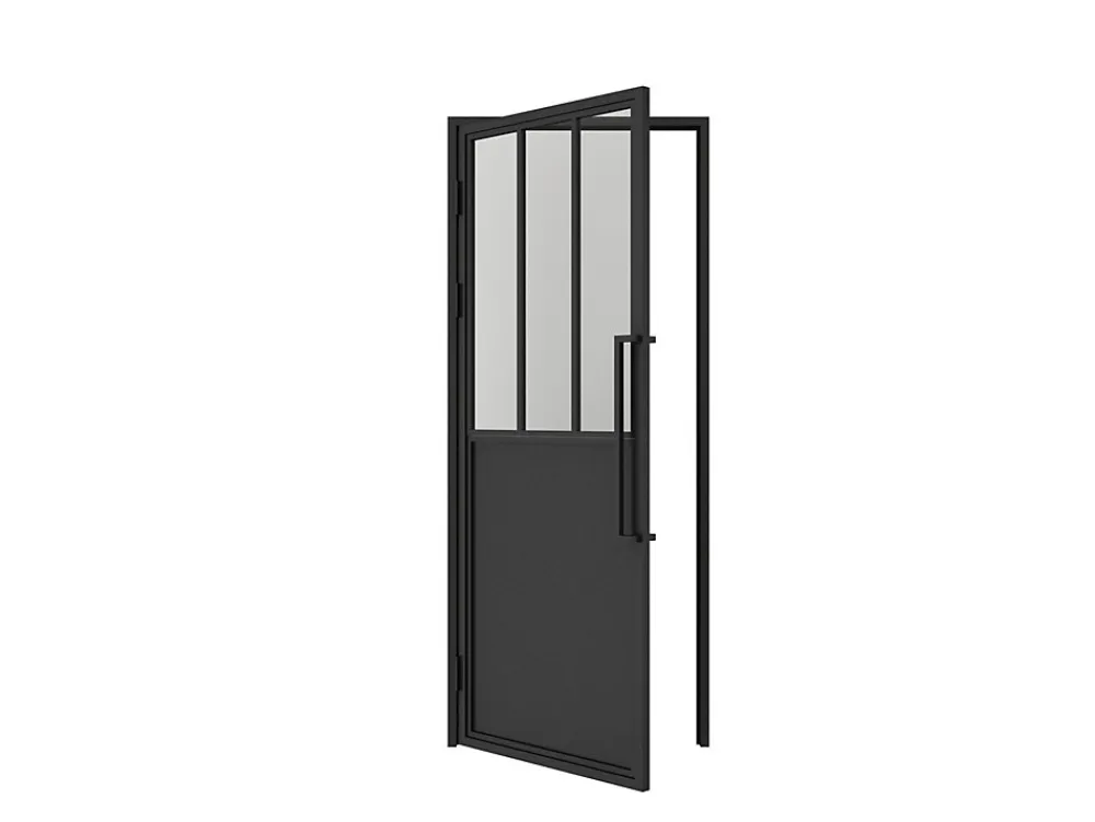 Schulte Bloc Porte<Porte complète Intérieure en verre avec cadre - 93x204 - Noir - Transparent - Atelier - gauche