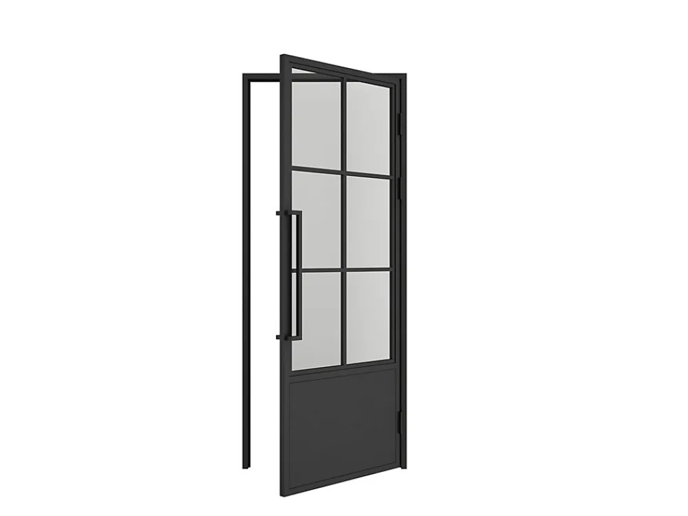 Schulte Bloc Porte<Porte complète intérieure en verre avec cadre - 83x211 cm - transparent - 6 carreaux - droite