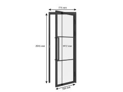 Schulte Porte complète Intérieure en verre avec cadre - Serrure- 71x197 - Noir - Transparent - 3 Vitrages - droit- Bloc Porte