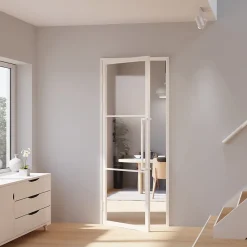 Schulte Bloc Porte<Porte complète intérieure en verre avec cadre 83x211cm - transparent - blanc mat - gauche