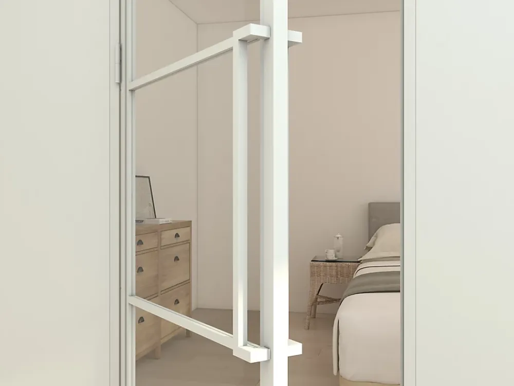 Schulte Bloc Porte<Porte complète intérieure en verre avec cadre 83x211cm - transparent - blanc mat - gauche