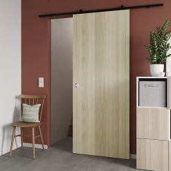 Porte coulissante Alpille effet chêne naturel H.204 x l.83 cm- Porte Coulissante
