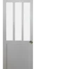 Gd Menuiseries Porte Coulissante<Porte Coulissante Atelier Blanc Vitre Depoli H204 X L83, Rail Alu, Coquilles