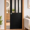 Gd Menuiseries Porte Coulissante Atelier Noir H204 X L73, Galandage, Kit Finition- Porte Coulissante