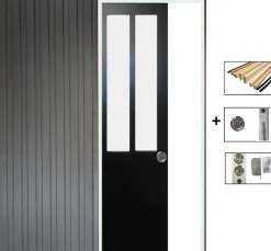 Gd Menuiseries Porte Coulissante<Porte Coulissante Atelier Noir Vitre Depoli H204 X L83, Galandage, Kit Finition