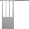 Gd Menuiseries Porte Coulissante Atelier Blanc H204 X L93, Rail Alu- Porte Coulissante