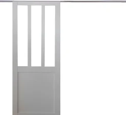 Gd Menuiseries Porte Coulissante Atelier Blanc H204 X L93, Rail Alu- Porte Coulissante
