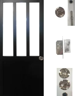 Gd Menuiseries Porte Coulissante<Porte Coulissante Atelier Noir H204 X L93, Galandage, Kit De Finition