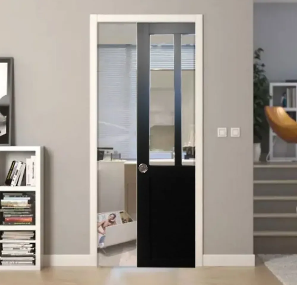 Gd Menuiseries Porte Coulissante<Porte Coulissante Atelier Noir H204 X L93, Galandage, Kit De Finition