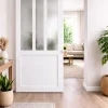 Gd Menuiseries Porte Coulissante<Porte Coulissante Atelier Blanc Vitre Depoli H204 X L73, Rail Alu, Coquilles Blanc
