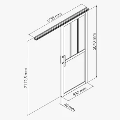 Coulicool Porte Coulissante<Porte Coulissante avec Rail - Atelier Blanche 83 cm - Sans poignée