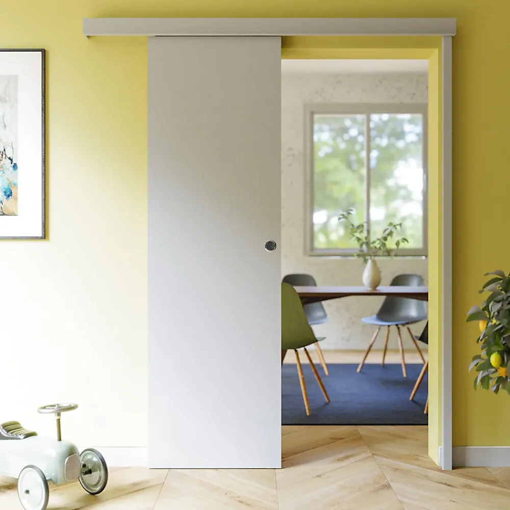 Coulicool Porte Coulissante<Porte Coulissante avec Rail - Prépeinte Plane 63 cm - Avec butée