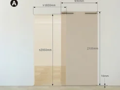 Vente-unique Porte coulissante avec rail invisible - aluminium et verre trempé dépoli - 93 x 210 cm - TORIPA- Porte Coulissante