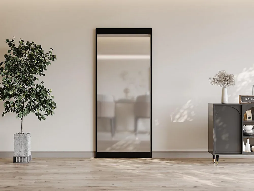 Vente-unique Porte coulissante avec rail invisible - aluminium et verre trempé dépoli - 93 x 210 cm - TORIPA- Porte Coulissante
