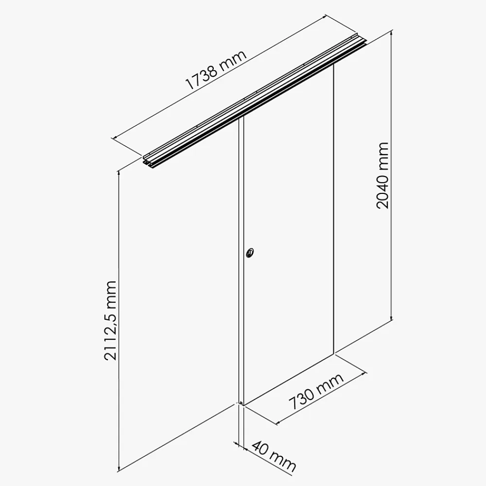 Coulicool Porte Coulissante avec Rail + Poignée Verticale - Alizés 73 cm- Porte Coulissante