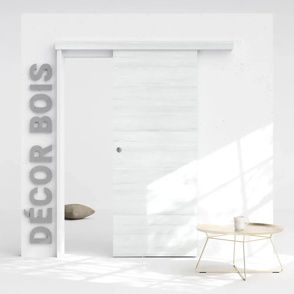 Coulicool Porte Coulissante avec Rail - Helsinki 83 cm - Avec butée- Porte Coulissante