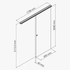 Coulicool Porte Coulissante avec Rail - Helsinki 83 cm - Avec butée- Porte Coulissante