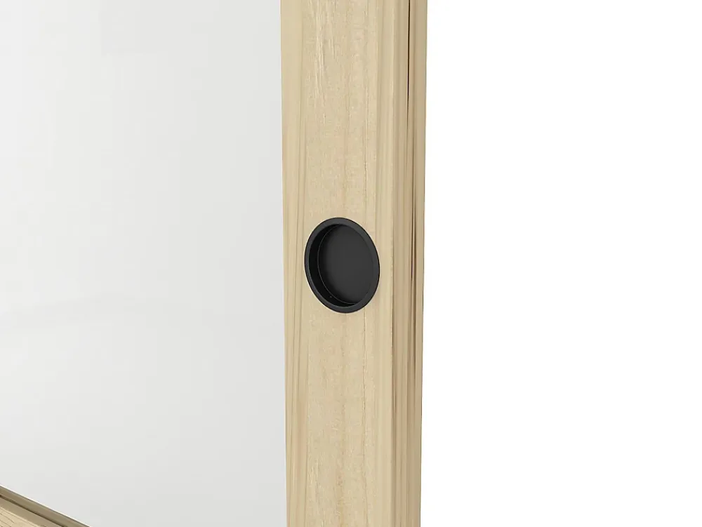 Vente-unique Porte coulissante avec système à galandage en bois et verre trempé - 3 fenêtres - H205 x L93 cm - ACOSTA II- Porte Coulissante
