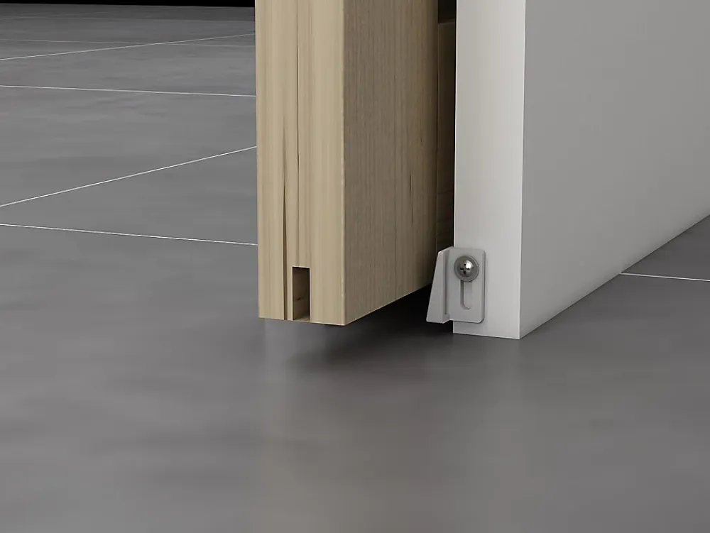 Vente-unique Porte coulissante avec système à galandage en bois et verre trempé - 3 fenêtres - H205 x L93 cm - ACOSTA II- Porte Coulissante