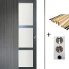 Gd Menuiseries Porte Coulissante Blakeria Ral7016 Vitrée H204 X L83, Galandage, Kit Finition- Porte Coulissante