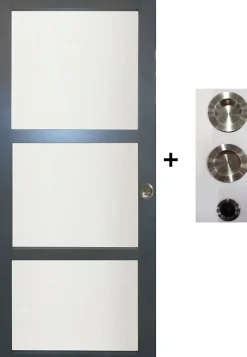 Gd Menuiseries Porte Coulissante Blakeria Ral7016 Vitrée H204 X L83, Galandage, Kit Finition- Porte Coulissante