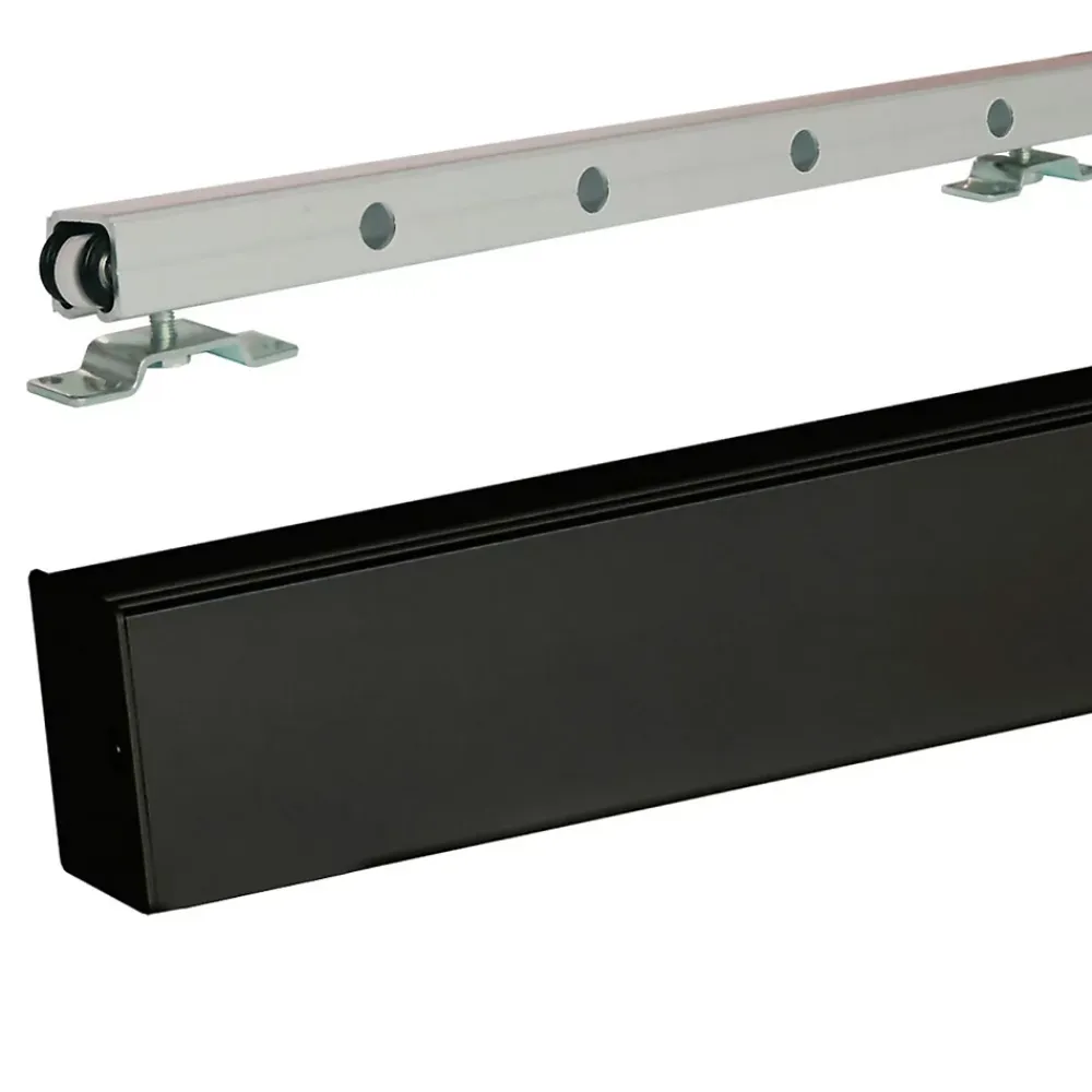 Gd Menuiseries Porte Coulissante Bois Ayous Vitrée H204 X L73, Rail Alu Bandeau Noir, Coquilles- Porte Coulissante