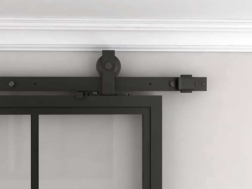 Schulte Porte Coulissante<Porte coulissante complète verre - 90x215 - Porte vitrée - Décor industriel - Satinée - Noir