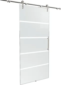 Schulte Porte coulissante complète 90x208 - verre de sécurité - porte vitrée - décor dépoli - système apparent- Porte Coulissante