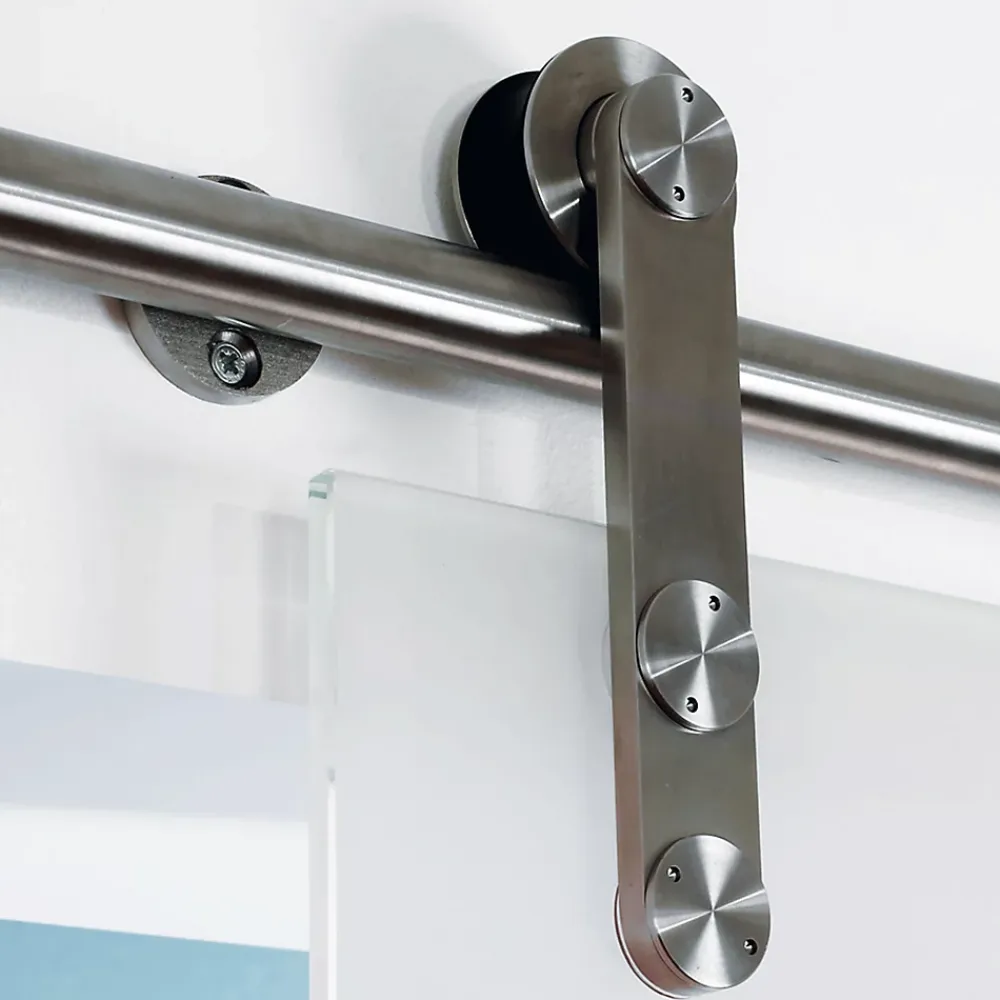 Schulte Porte coulissante complète 90x208 - verre de sécurité - porte vitrée - décor dépoli - système apparent- Porte Coulissante