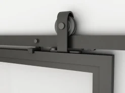 Schulte Porte coulissante complète verre - 102x220 - Porte vitrée - Décor industriel Loftstyle - Satinée - Noir- Porte Coulissante