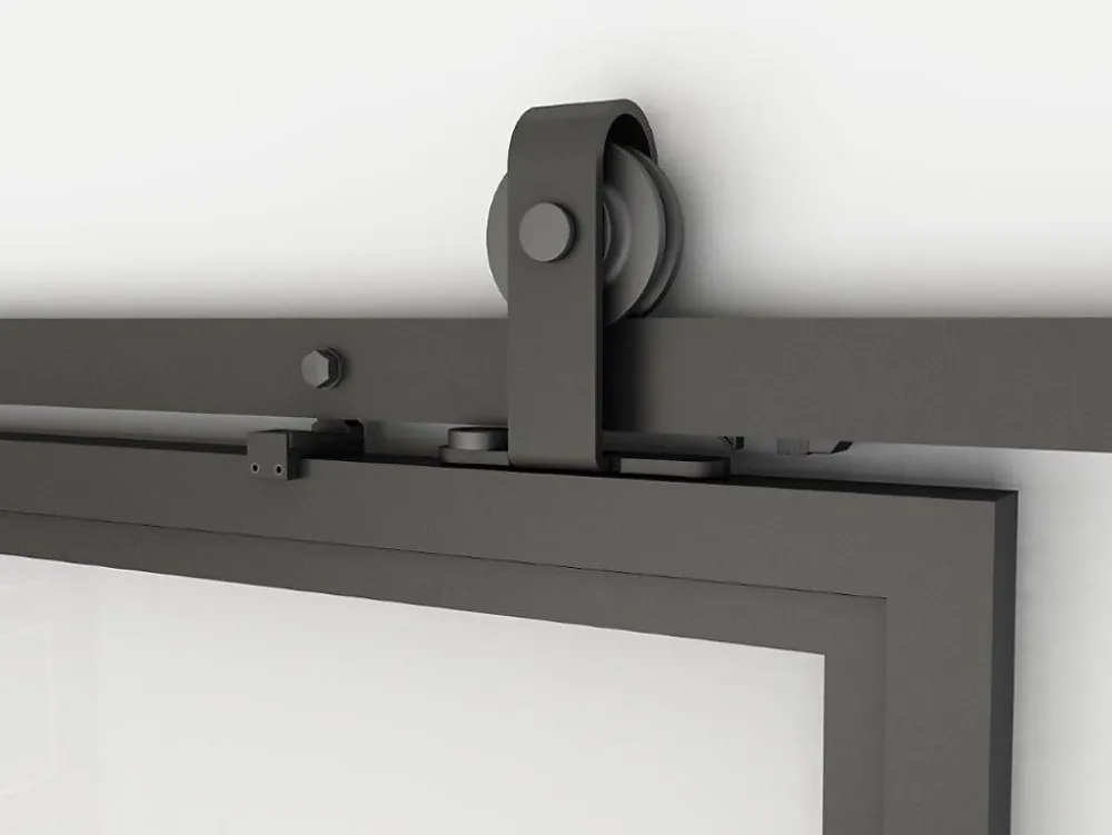 Schulte Porte coulissante complète verre - 102x220 - Porte vitrée - Décor industriel Loftstyle - Satinée - Noir- Porte Coulissante