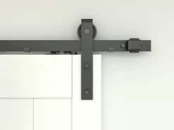 Schulte Porte coulissante complète bois - 90x215cm - blanc - système ouvert noir- Porte Coulissante