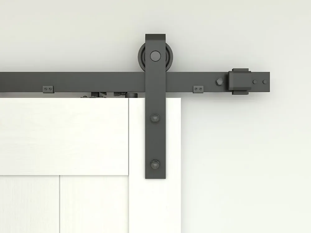 Schulte Porte coulissante complète bois - 90x215cm - blanc - système ouvert noir- Porte Coulissante