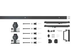 Schulte Porte coulissante complète bois - 90x215cm - blanc - système ouvert noir- Porte Coulissante