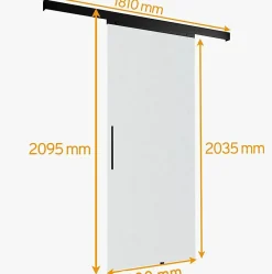 Schulte Porte Coulissante Complète 90x203 - Rail Noir - Verre De Sécurité - Verre Sablé - Poignée Barre -softclose- Porte Coulissante